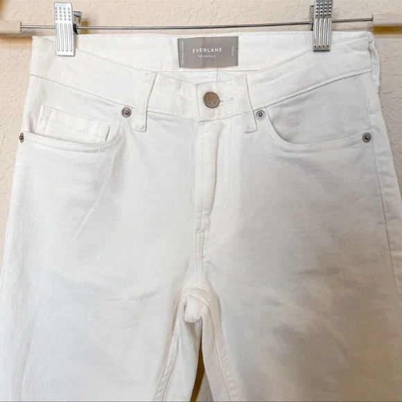 Everlane Mid Rise Skinny Ankle‎ Cropped Jeans Cotton White Size 24 Tall - Picture 6 of 11